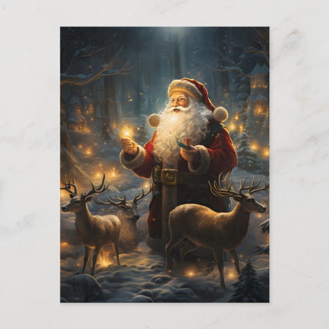 Noche de Navidad de Santa en el Bosque Nevado (Anverso)