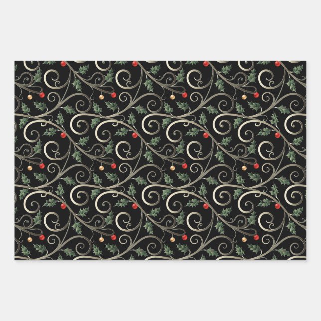 Noche de Navidad elegante: conjunto de papel de re (Anverso)