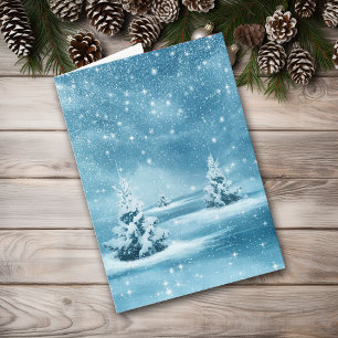 Noche de navidad estrellada azul Nevado