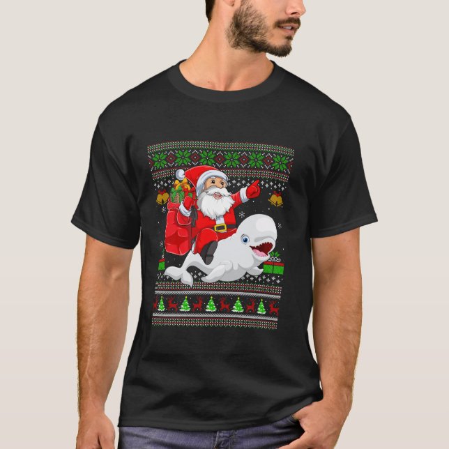 Noche de navidad fea suéter divertido Santa Riding (Anverso)