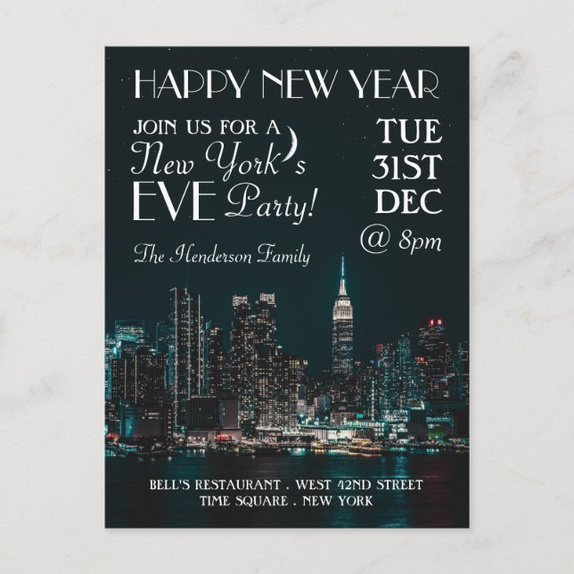 Noche de Nueva York, invitación a fiesta de Nochev (Anverso)