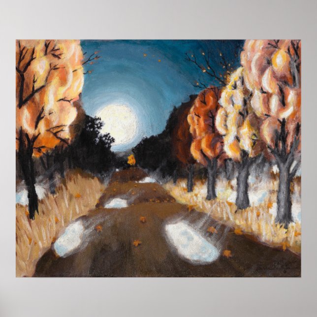 Noche de otoño iluminada: impresión 24x20 (Frente)