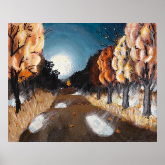 Noche de otoño iluminada: impresión de 30x24 (Frente)