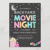 Noche de película bajo invitación del cumpleaños