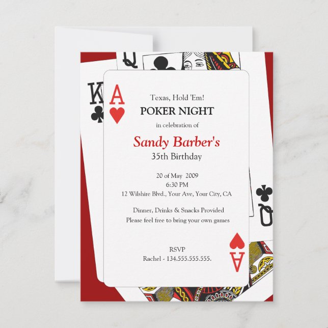Noche de Póquer - Texas celebra la invitación de l (Anverso)
