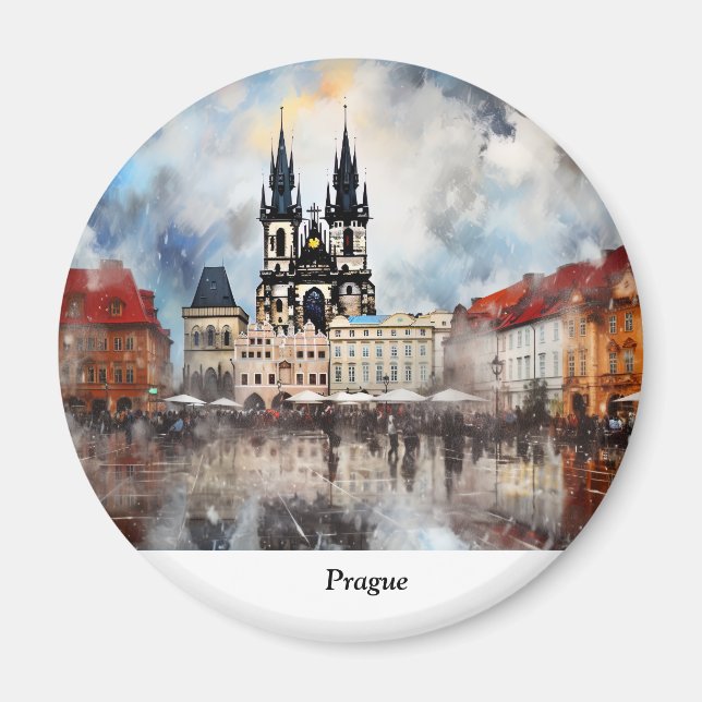 Noche de Praga en el imán de la República Checa (Frente)