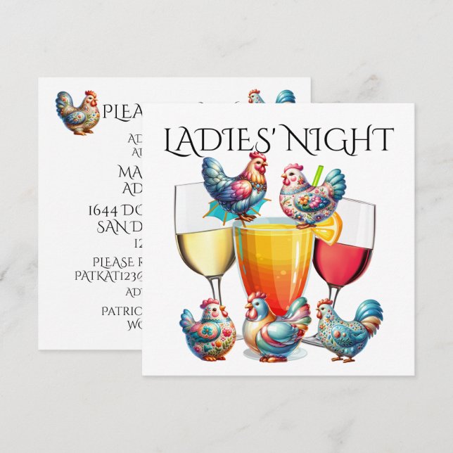 NOCHE DE SEÑORAS, etc. Invitación (Anverso / Reverso)