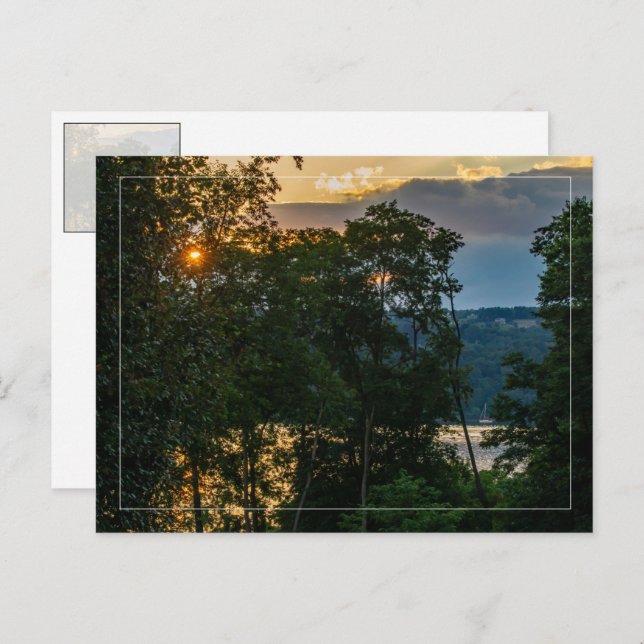 Noche de verano del río Hudson con postal fronteri (Anverso / Reverso)
