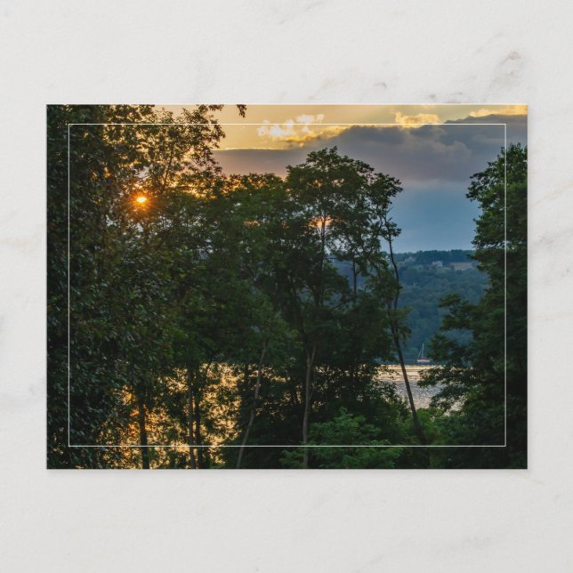 Noche de verano del río Hudson con postal fronteri (Anverso)