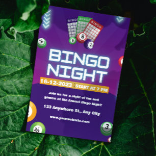 Noche divertida de bingo colorido Invitación al ev