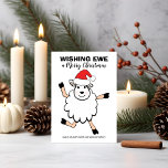 Noche divertida Santa Deseando Feliz Navidad<br><div class="desc">Comparte algo de humor de las vacaciones con esta tarjeta de Navidades que presenta una oveja bailarina con un sombrero rojo de Santa Claus con un saludo navideño "Deseando a EWE una Feliz Navidad". Material gráfico original KL Stock</div>