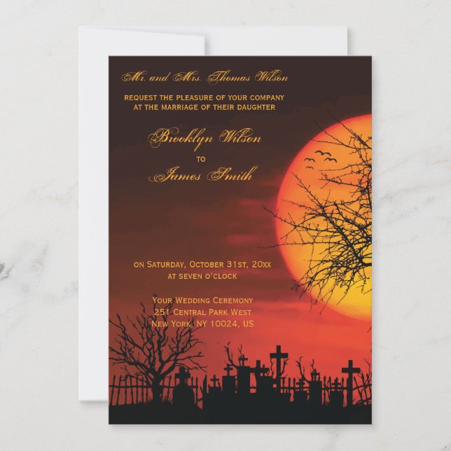 Noche elegante de invitaciones a la boda de Hallow (Anverso)