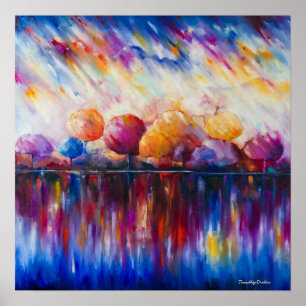 Noche en la impresión de canvas en el lago