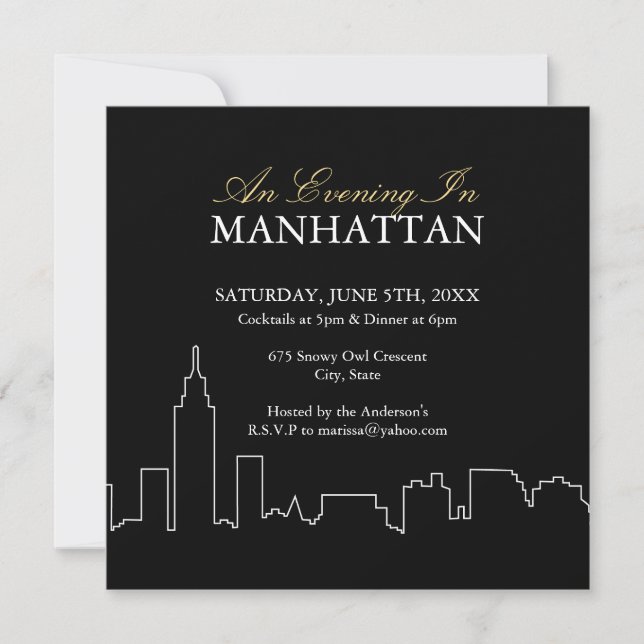 Noche en Manhattan - Invitación Personalizado (Anverso)