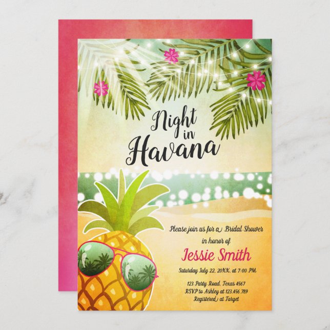 Noche en noche caliente de la invitación nupcial (Anverso / Reverso)