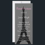 Noche en París Dulce Invitación<br><div class="desc">Sutiles tonos grises y elegantes de escritura francesa y la elegancia de la Torre Eiffel decoran esta invitación. Se muestra en el papel básico; sin embargo,  recomiendo el peso y textura del papel de lino.</div>