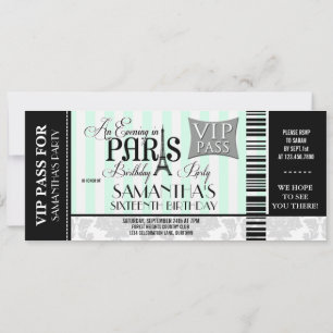 Noche en París Dulces 16 invitaciones de fiesta