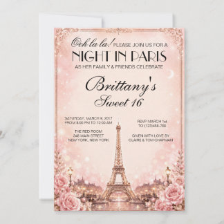 Noche en París Invitación personalizada para Sweet