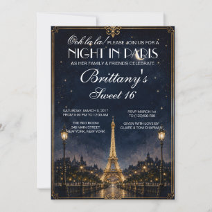 Noche en París Invitación personalizada para Sweet