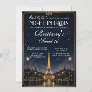 Noche en París Invitación personalizada para Sweet