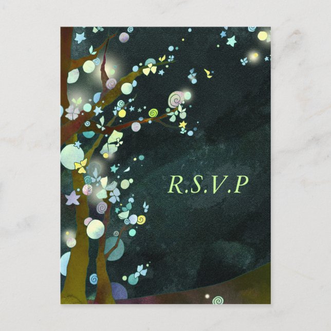 Noche encantadora: Postales de Wedding RSVP (Anverso)