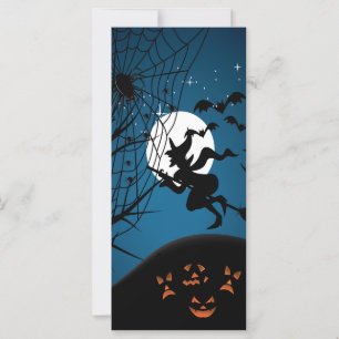 noche espeluznante de Halloween bruja y arañas vec