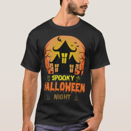 Noche espeluznante de Halloween. Camiseta de Hallo