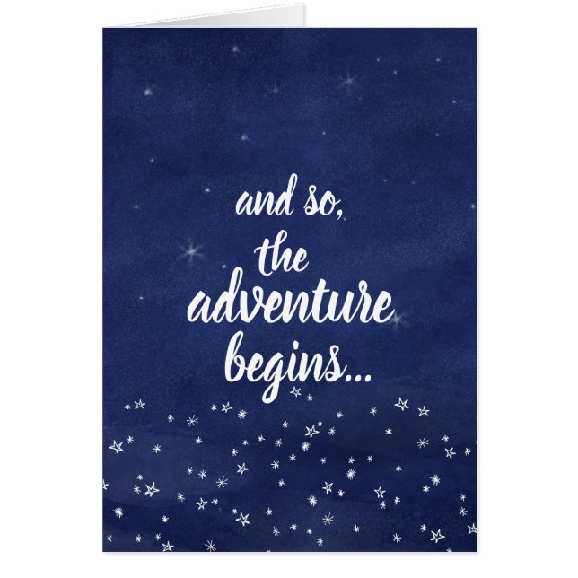 Noche estrellada azul y la aventura comienza tan (Frente)