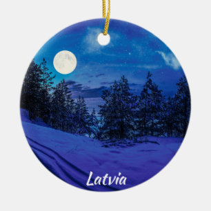 Noche estrellada con luna llena Decoración cerámic