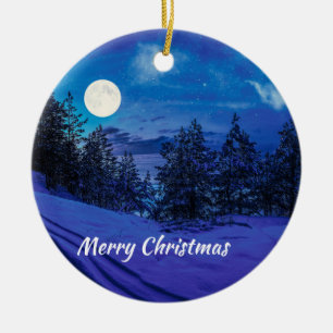 Noche estrellada con luna llena Decoración cerámic