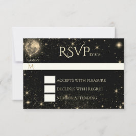Noche estrellada con tarjeta Moon Gold RSVP