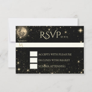 Noche estrellada con tarjeta Moon Gold RSVP