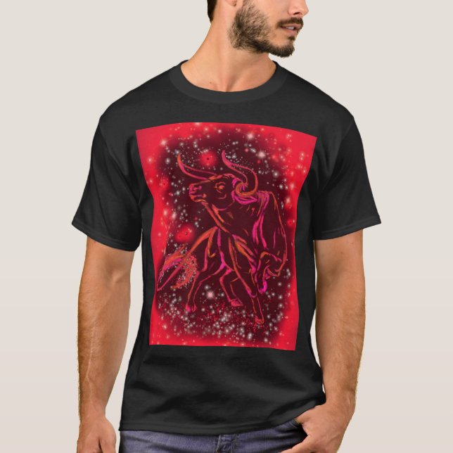 Noche estrellada de la camiseta del toro rojo mági (Anverso)