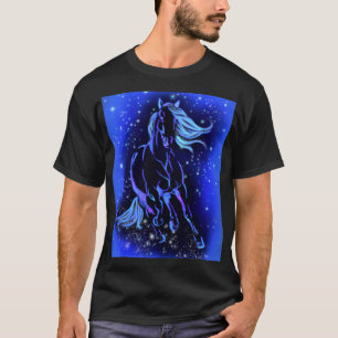 Noche estrellada de la luna azul de la camiseta de