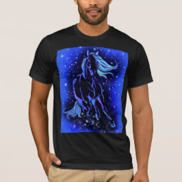Noche estrellada de la luna azul de la camiseta qu