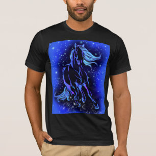 Noche estrellada de la luna azul de la camiseta qu