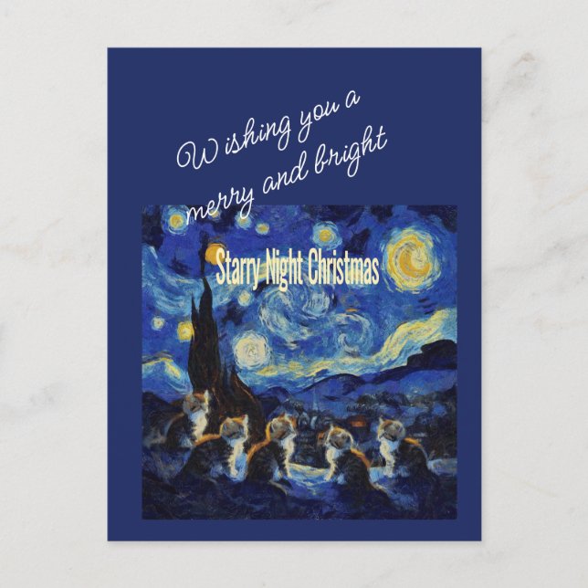 Noche estrellada de Navidad Van Gogh Amante de gat (Anverso)