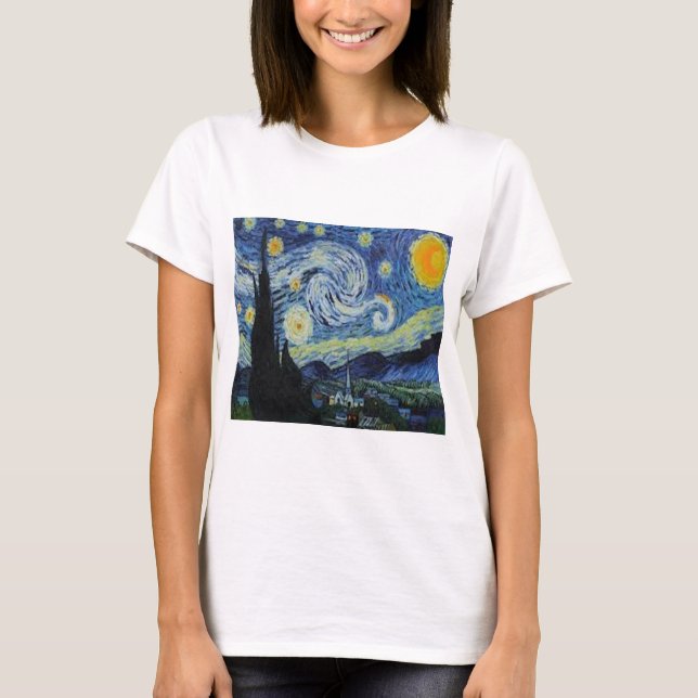 "Noche estrellada" de Vincent Van Gogh, camiseta (Anverso)