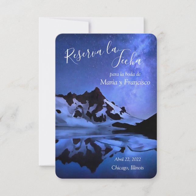 Noche estrellada en las montañas Reserva la fecha (Anverso)