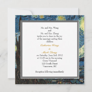 Noche estrellada, famosa invitación a una boda de