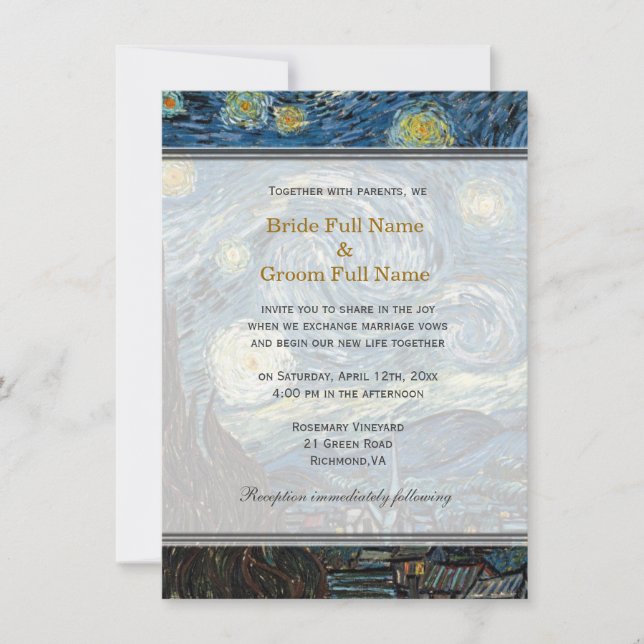 Noche estrellada, famosa invitación a una boda de  (Anverso)