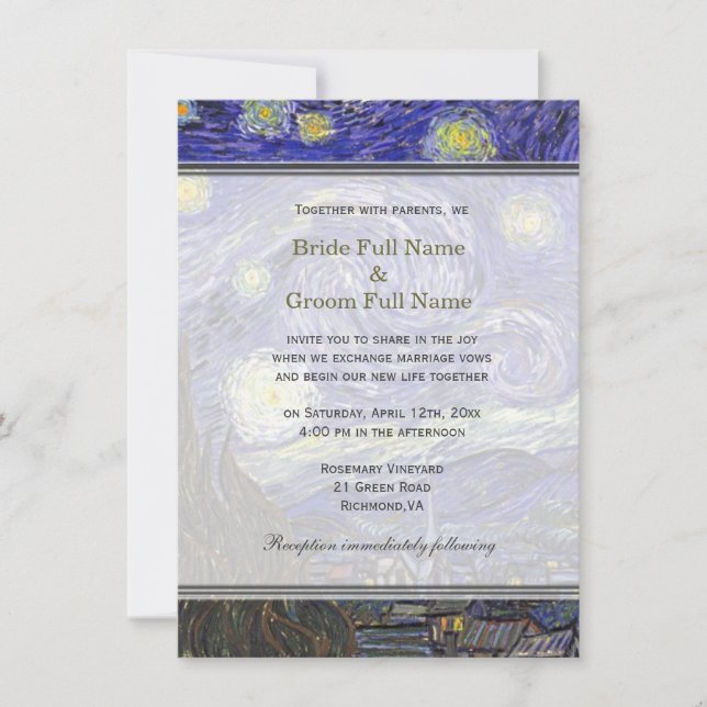 Noche estrellada, famosa invitación a una boda de  (Anverso)
