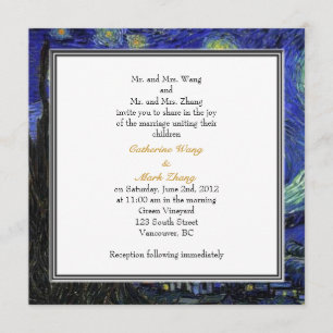 Noche estrellada, famosa invitación de boda de art
