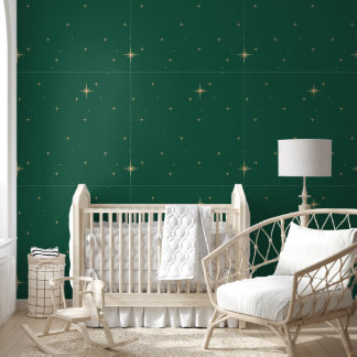 Noche estrellada - Papel pintado verde adhesivo