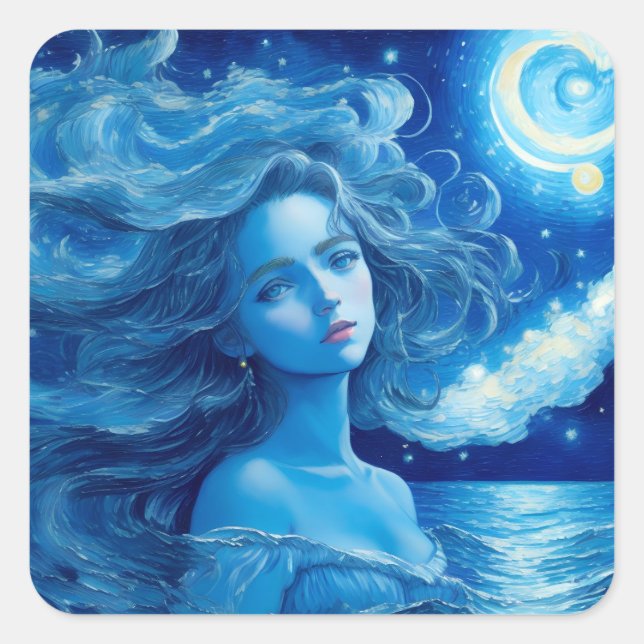 Noche estrellada 🌌 - Pegatina de fantasía de dios (Anverso)