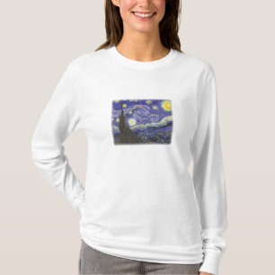 Noche estrellada por camiseta de manga larga de la