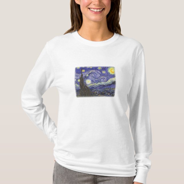 Noche estrellada por camiseta de manga larga de la (Anverso)