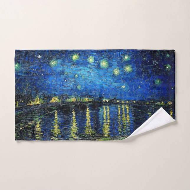 Noche estrellada sobre el Ródano por Vincent Van G (Toalla de mano)