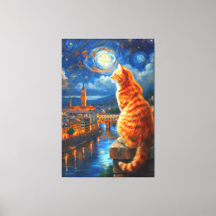 Noche estrellada sobre Florencia   Arte de gato pe