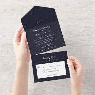 Noche estrellada todo en una invitación de matrimo